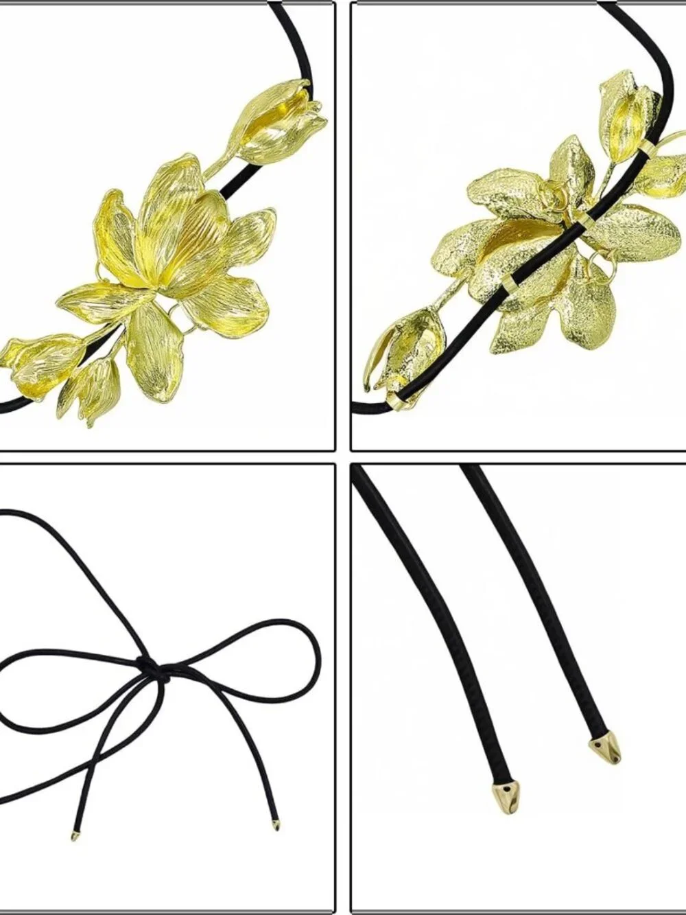 Elegant Retro Tulip Flower Waist Belt - Leather Rope Body Chain for Dresses
